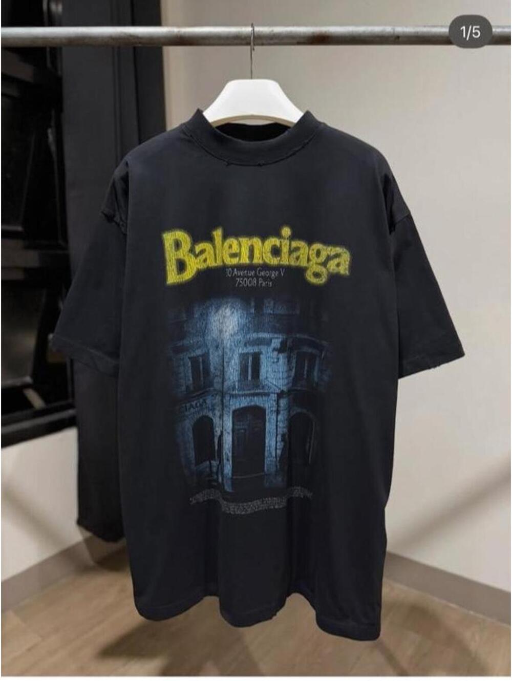 Balenciaga Medium Fit Distressed The Address Graphic T-Shirt